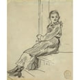 thumbnail image 3 of Winslow Homer 20x23 Black Modern Framed Museum Art Print Titled - Girl Seated on a Porch Step (1879), 3 of 5