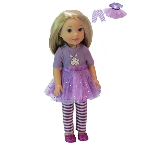 Purple Easter Bunny Tutu Dress 2pc Made to fit an 14" Doll