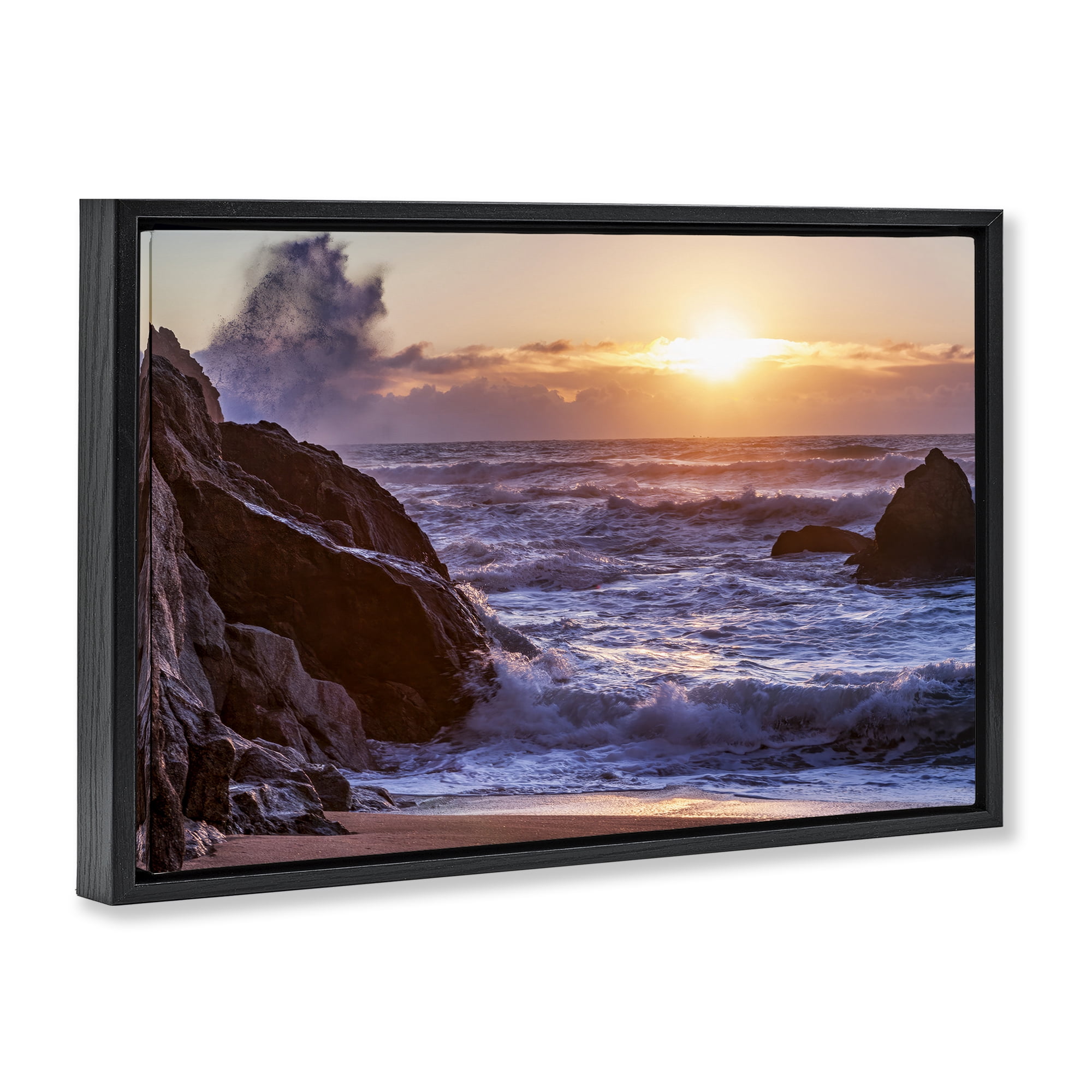 Stupell Industries Siren Song Rocky Shore Black Framed Floater Canvas Wall Art, design by Shelley Carlisle