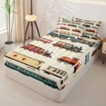 thumbnail image 2 of Castle Fairy Whimsical Steam Train Zipper Twin Comforter Sets with Fitted Sheet and 2 Pillowcases,Classic Locomotive Zipper Bedding Set for Bedroom,Red Orange Green,4-Piece,Black Reversible, 2 of 6