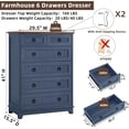 thumbnail image 2 of Joaxswe Vertical 6-Drawer Retro Wood Dresser, Vintage Adult Chest with Black Handles for Bedroom, Hallway, Entryway, Guest Room, Blue, 2 of 7