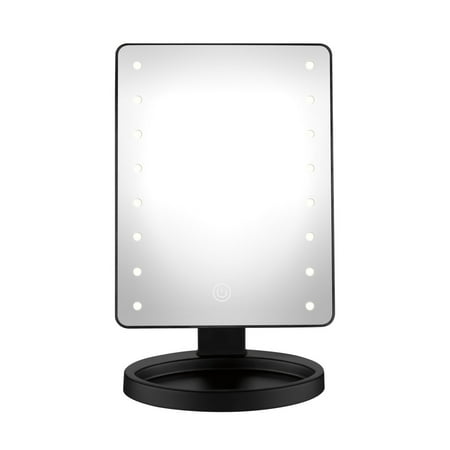 Conair Reflections Hollywood Tabletop Mount LED Lighted Vanity Makeup Mirror with Touch Screen  1x magnification  Black finish BEP1W