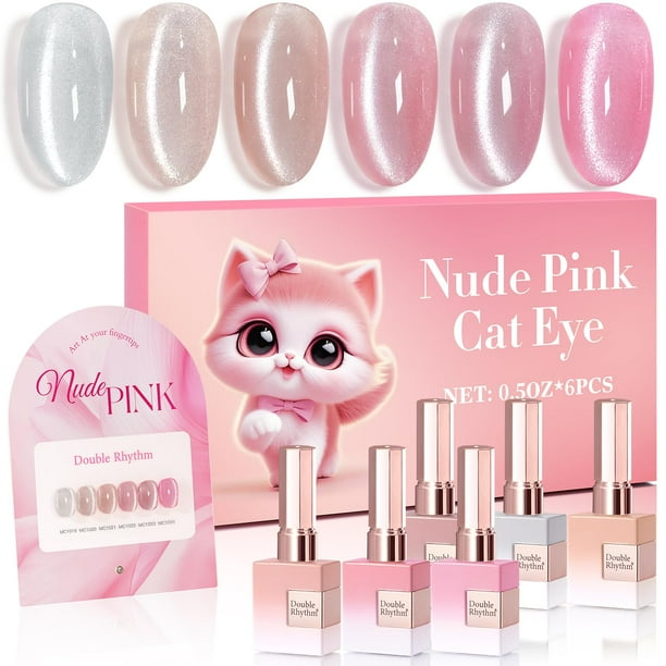 Set de esmaltes de uñas en gel Double Rhythm Cat Eye 15 ml x 6 (plateado)