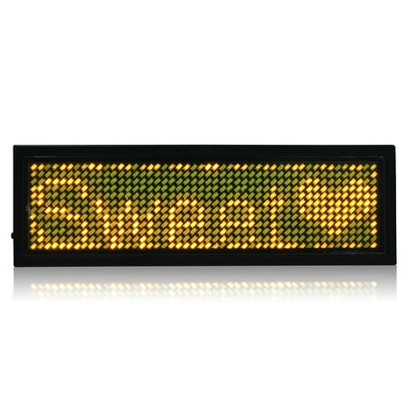 Digital Badges Unique Bargains LED Badge Digital Scrolling Message Name Display Rechargeable US plug Yellow ()