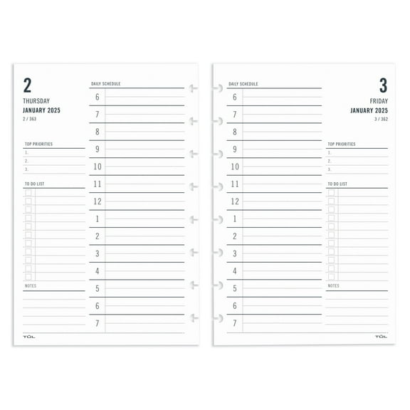 2025 TUL® Discbound Daily Planner Refill Pages, Junior Size, January To December