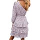 thumbnail image 4 of Vestido a media pierna de manga larga con cuello medio abierto y hombros inclinados para mujer Pompotops hdfakjf8994, 4 of 5