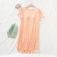 thumbnail image 2 of Lovskoo 2024 Women's Short Sleeve Nightgown Casual Round Neck Mid-Calf Sleepshirts with Soft Homewear Sleepwear Dress Orange-XL, 2 of 9
