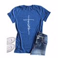 thumbnail image 1 of T-Shirt Femme Col Rond Manches Courtes Chemisier Manches Courtes T-Shirt; T-Shirt Lettre Décontractée, Bleu, XXL, 1 of 5