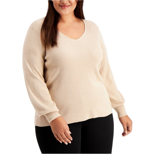 Calvin Klein suéter acanalado para mujer, beige, 1X