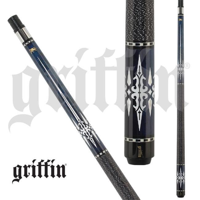 Griffin Cues GR49 21 21 oz Griffin Pool Cue - Blue Stained Maple, Fancy  White & Gold