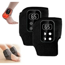 Foot Renew Triple Method Massager, Portable Emsence Foot Massager, 3-in-1 Heated Foot & Ankle Wrap with Vibration and Compression, for Home/Office/Travel (Black,2pc)