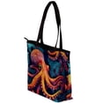 thumbnail image 3 of Fish Canvas Leather Mix Tote Bag Twill Sponge Jeanette Hand-Held 30x10.5x39cm 11.8x4.1x15.4in, 3 of 5