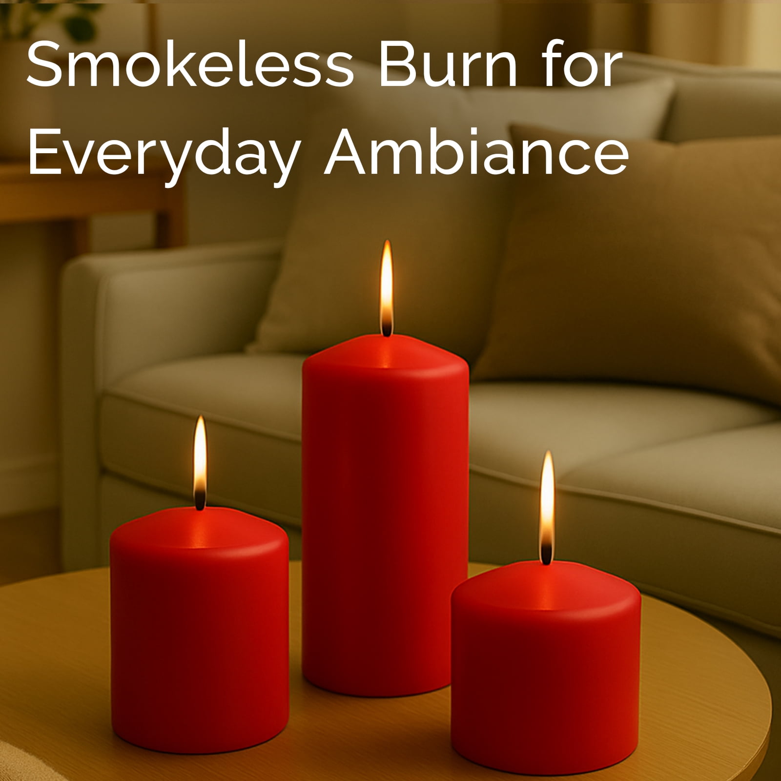 Stonebriar Unscented Pillar Candles – 80 Hour Burn Time, Long-Lasting Wax Candles for Weddings, Holidays, Home Décor & Special Events, Pack of 6, Red, 3" x 8"
