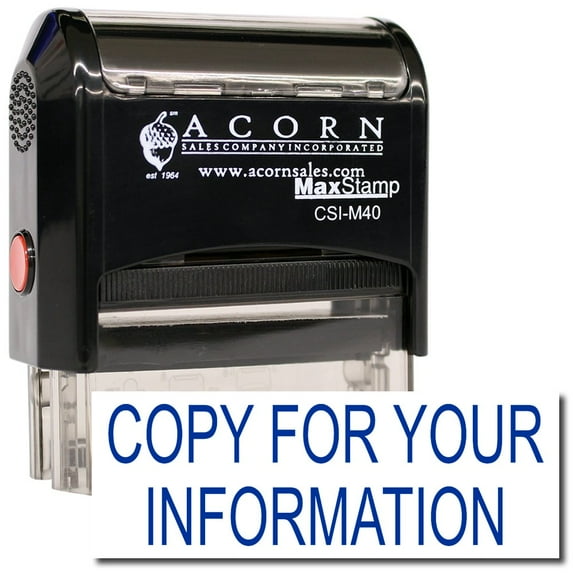 Large Self-Inking Copy For Your Information Stamp with Mint Green Ink