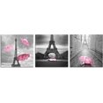 thumbnail image 2 of 3 Pcs Black and White Canvas Wall Art for Living Room Bedroom Bathroom Girls Pink Paris Theme Room Decor Oil Painting Print Umbrella Tower Eiffel Painting for Wall Decor Pink (12X12inchX3pcs, 2 of 6