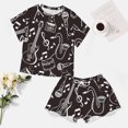 thumbnail image 2 of NICKSUN Pyjama d'Été 2 Pcs pour Femmes, Ensemble de Vêtements de Nuit Doux et Confortables avec Shorts de Détente, Notes d'Instruments de Musique, S, 2 of 7