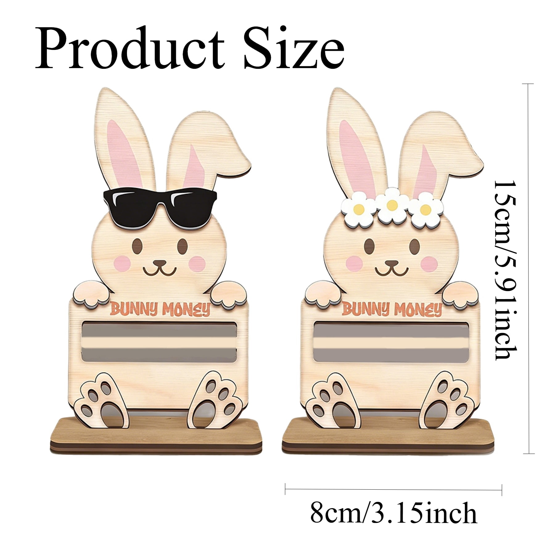 13PCS Easter Bunny Plush Decoration Set,  Easter Decorations with 2 Bunny Plush Toys (7.48in), Easter Money Holder Stand, DIY Easter Craft Ornaments, Easter Basket Stuffers Spring Holiday Decor