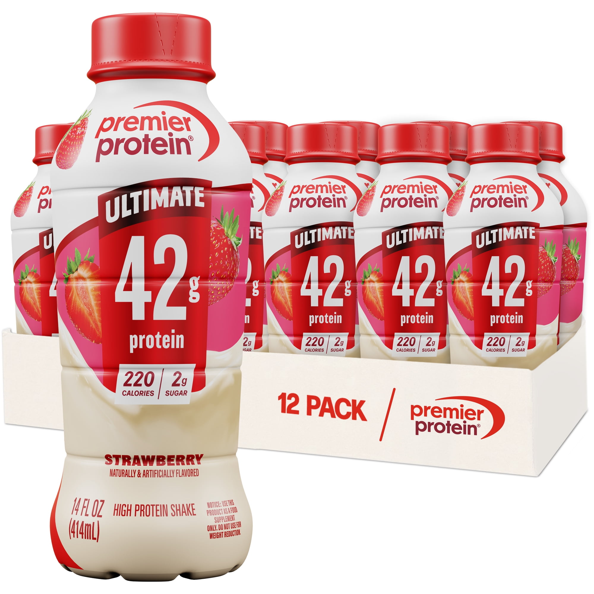 Premier Protein, Ultimate 42g Protein Shake, Strawberry, 14 Fl Oz, 12 Ct