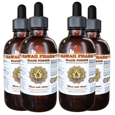 Black Fungus (Auricularia Auricula-Judae) Tincture, Dried Fungus Liquid Extract, Hei Mu Er, Herbal Supplement 4x4 oz