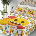 thumbnail image 3 of Ambesonne Emoji Fitted & Top Sheet Set with Shams, Colorful Love Round Faces Art, White Mustard Multicolor, 3 of 5