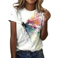 thumbnail image 2 of Chemises pour Femmes Tendance Été Mode Femme Col Rond Été Manches Courtes Blouse T-Shirt Décontracté Imprimé Hauts Robe Blouses pour Femmes en Solde, 2 of 4