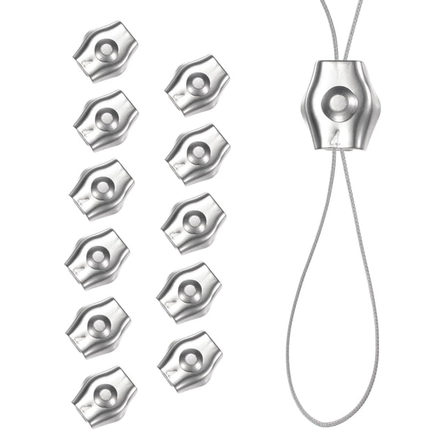 Uxcell 12 Paquete M3 Clips de Cuerda de Alambre Dúplex de Doble Tornillo Abrazaderas de Cable de Acero Inoxidable para diámetro de 0.06''-0.12''