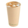 thumbnail image 2 of Sustain 16 oz Kraft Paper Coffee Cup - PLA Lining, Compostable, Ripple Wall - 3 1/2" x 3 1/2" x 5 1/2" - 500 count box, 2 of 10