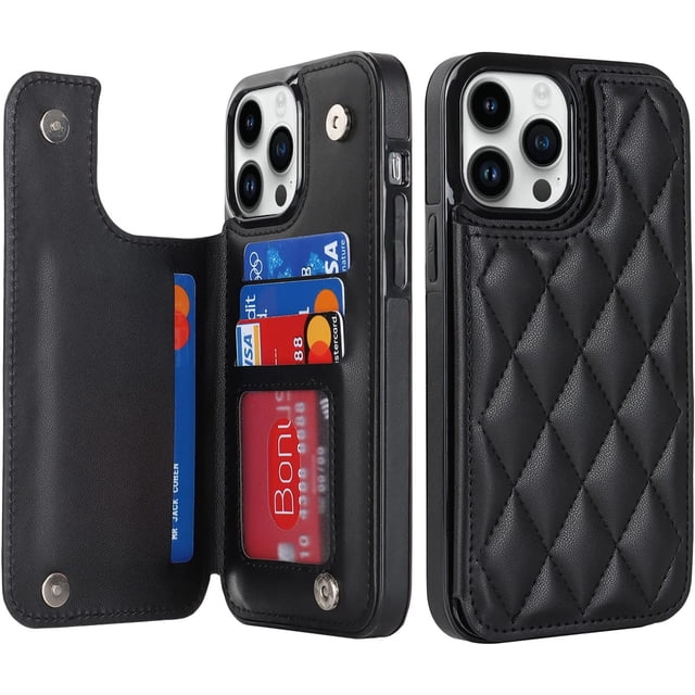 MYKOMI for iPhone 15 Pro Case Wallet 6.1 Inch with Card Holder Premium Soft PU Leather Magnetic Clasp, Shockproof Stylish Protective Cover for iPhone 15 Pro