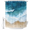 thumbnail image 2 of Abstract Spray Shower Curtains for Bathroom, Blue Waves Ocean Seaside Watercolor Washable Fabric Shower Curtain with Hooks Waterproof Bathroom Decor Sets, 72 x 78 Inches, 2 of 9