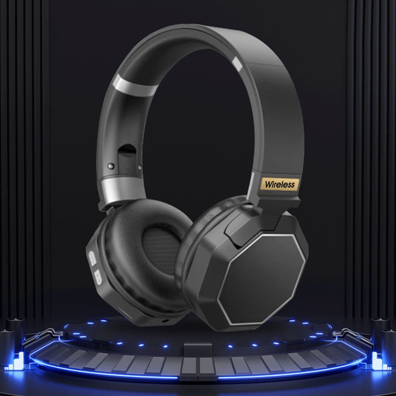 Bluetooth Headset, Wireless Headset with Noise Cancelling Microphone & Mic Mute, 55Hrs Working Time On Ear Bluetooth V5.3 Headphones for Cell Phones Laptop Computer(Gray)