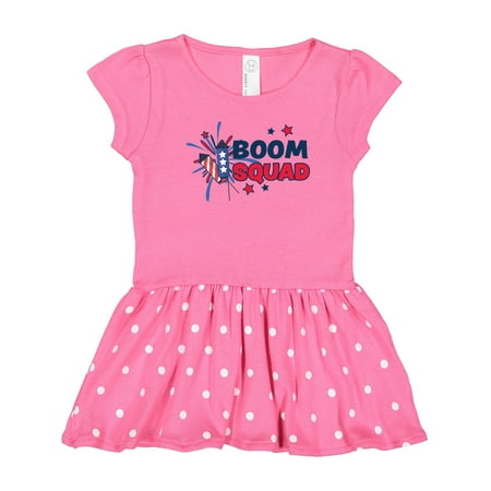 

Inktastic 4th of July Boom Squad Blue and Red Fireworks Gift Toddler Girl Dress