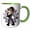 Green/White, variant on 3drose, Dark Haired Glamour Steampunk Girl Illustration, 15oz Mug
