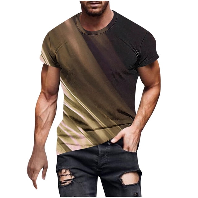 Chemises à Manches Longues pour Hommes Imprimé Décontracté Col Rond T-Shirt Manches Courtes 1 Pce
