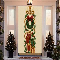 RuiJiao Waterproof Christmas Door Curtain with Festive Print, Polyester Fabric 180x90cm Holiday Decoration Background