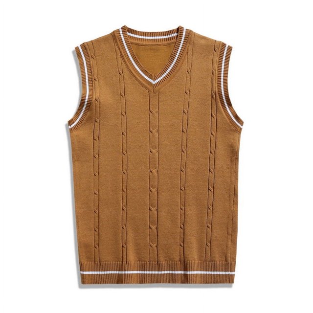 Chaleco de cuello en V para personas de mediana edad y mayores de otoño, suéter tipo chaleco, camisa base, de moda