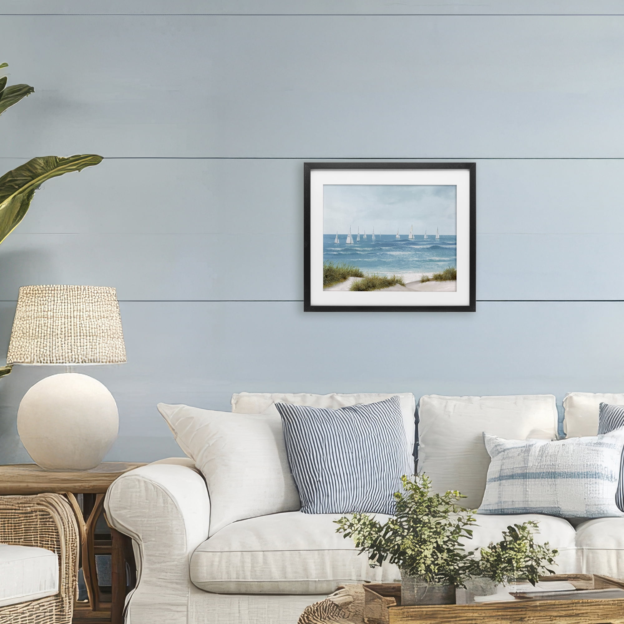 Stupell Industries Sail Away Seaside Boats Black Framed Print Under Glass, design by Lorenzo Collective