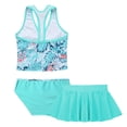 thumbnail image 2 of Lejafay Kids Girls Bathing Suit Floral Printed 3 Piece Tankinis Set Summer Swimsuit Beach Swimwear Mint Green 10, 2 of 7