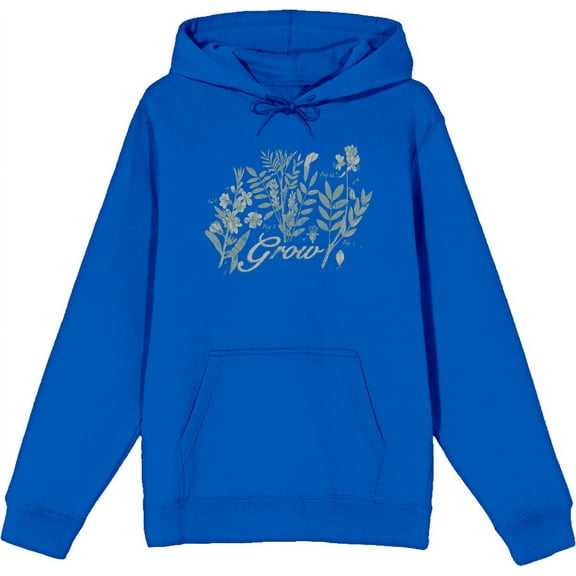Grow Inspirational Vintage Botanicals Adult Blue Long Sleeve Hoodie-Large