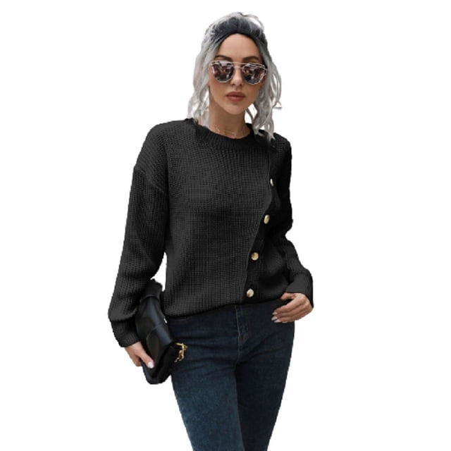 Suéter de mujer suelto con diseño creativo y botones de moda.