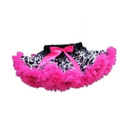 V Flourish Black Giraffe with Black Waist and Hot Pink Ruffles Petti Toddler and Baby Skirt Tutu - Large (4-5 yrs)