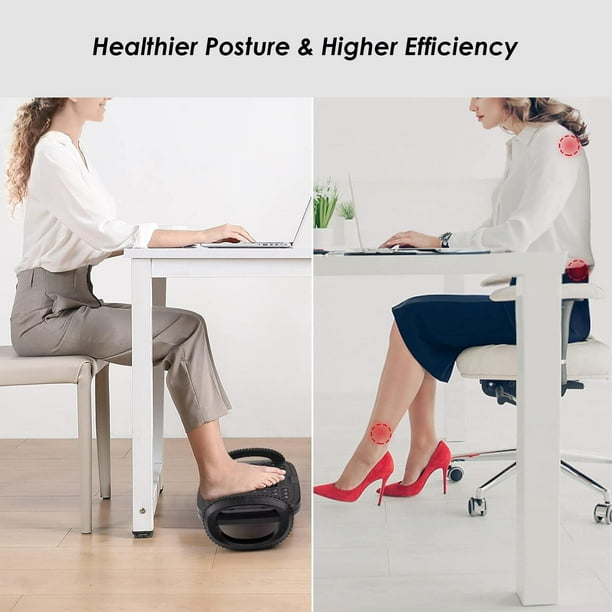 Repose-Pieds Bureau Ergonomique 6 Hauteurs Réglables – Avec Massage + Antidérapant, Soulage Dos & Jambes