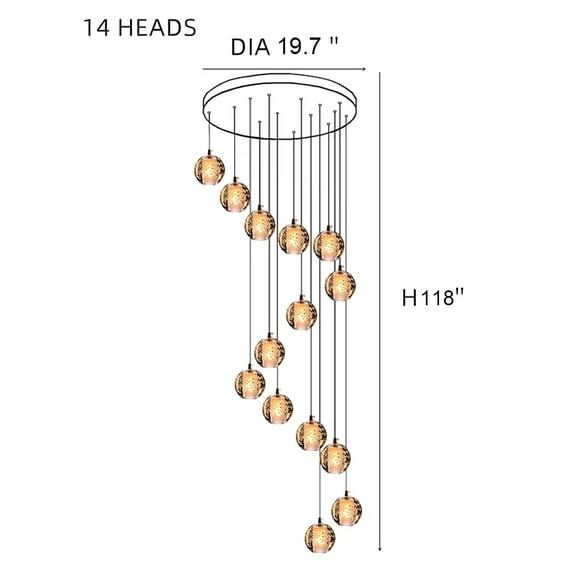 SAVINGGET Celestial Cascade Crystal Chandelier Stairwell Pandent Lighting LED Raindrop Ceiling Light Living Room Hotel Hallway Foyer Entryway (14-Light)