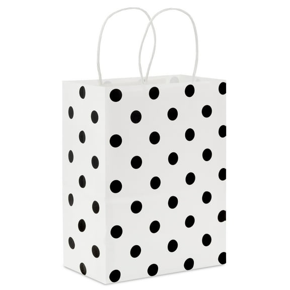 Hallmark Medium Gift Bag (Black Polka Dots on White)