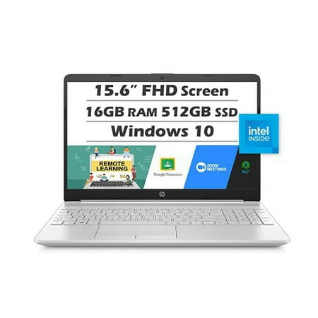 HP 15 Laptop (Latest Model), 15.6" Full HD Display, Intel Core i5-1135G7 (Beat i7-1065G7), 16GB RAM, 512GB SSD, Intel Iris X Graphics, Webcam, HDMI, Wi-Fi, Bluetooth, Windows 10 Home, Silver + Nly MP