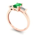 thumbnail image 2 of Three-Stone Engagement Ring for Women - 0.8ct Simulated Emerald in 14K Rose Gold Promise Ring, 2 of 6