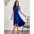 thumbnail image 5 of Women's Summer Dresses Sleeveless Ruched Waist A Line High Low Midi Cocktail Dress, 5 of 7