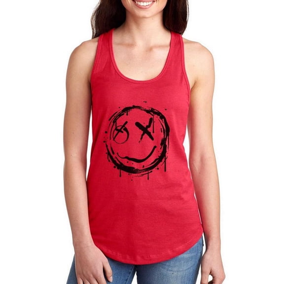Grunge Spray Dripping Face Racerback Tank Women -Image by Shutterstock, Female Small