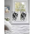 thumbnail image 4 of Half Window Curtain 36 Inches Long, Horror Skull Window Treatment Curtain Drapes, Black Skeleton Spooky Halloween Small Tier Curtains for Bathroom Over Sink, 27.5"x36", 2 Panels, 4 of 7