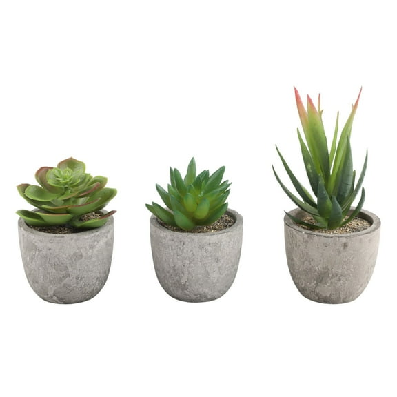 Attractive Set Of 3 Potted Artificial Succulents For Home And Office Decoration