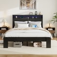 thumbnail image 4 of King Bed Frame with Storage, LED Headboard, USB Ports, & Dark Black Wood Platform - Bedroom Furniture, King Size, Noise-Free, Easy Assembly, 4 of 7